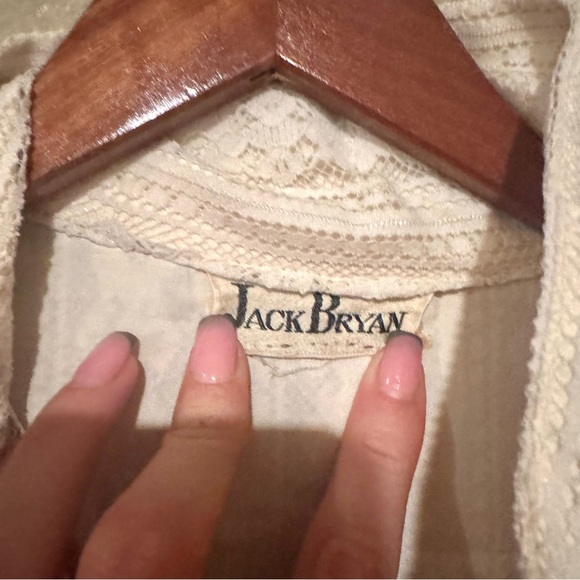 Jack Bryan Vintage Semi Sheer Lace Long Sleeve Maxi Dress Cream Size Large - Picture 5 of 10